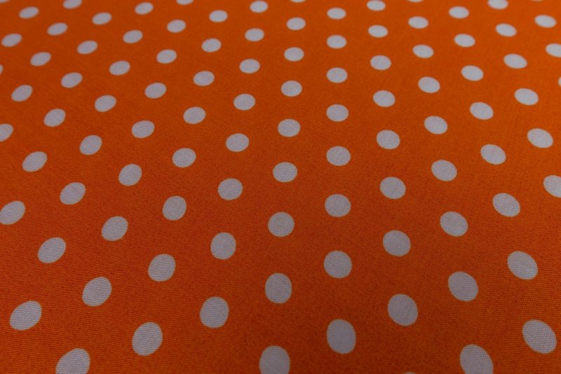 Viskózové plátno oranžové,bílý puntík